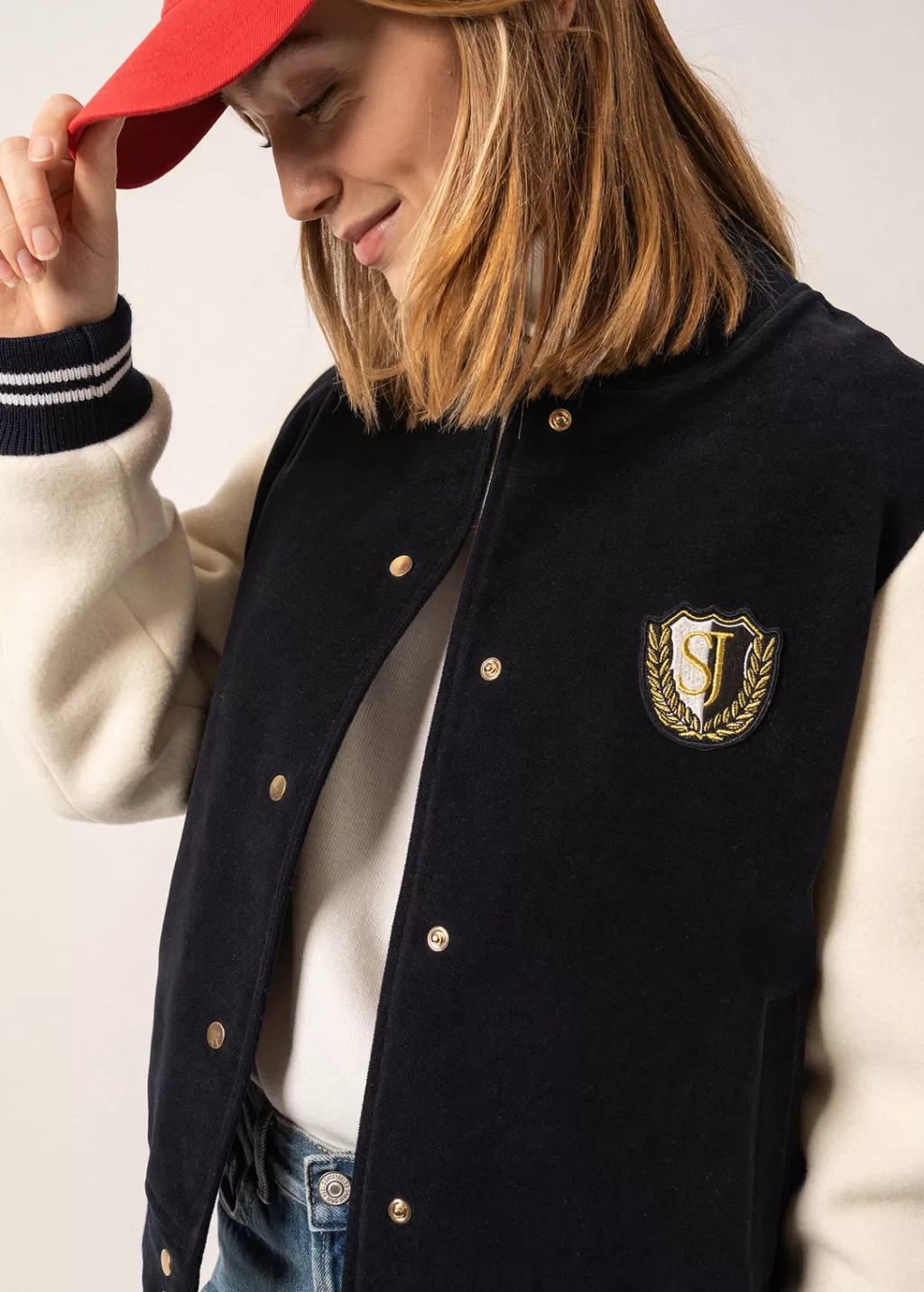 collge_bomberstyle_jacket_2.webp Flash Sale Saint James Collège Bomber-style Jacket Navy/ecru