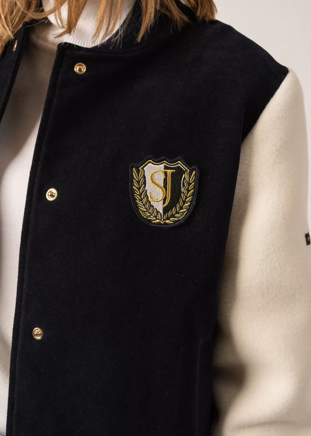 collge_bomberstyle_jacket_3.webp Flash Sale Saint James Collège Bomber-style Jacket Navy/ecru