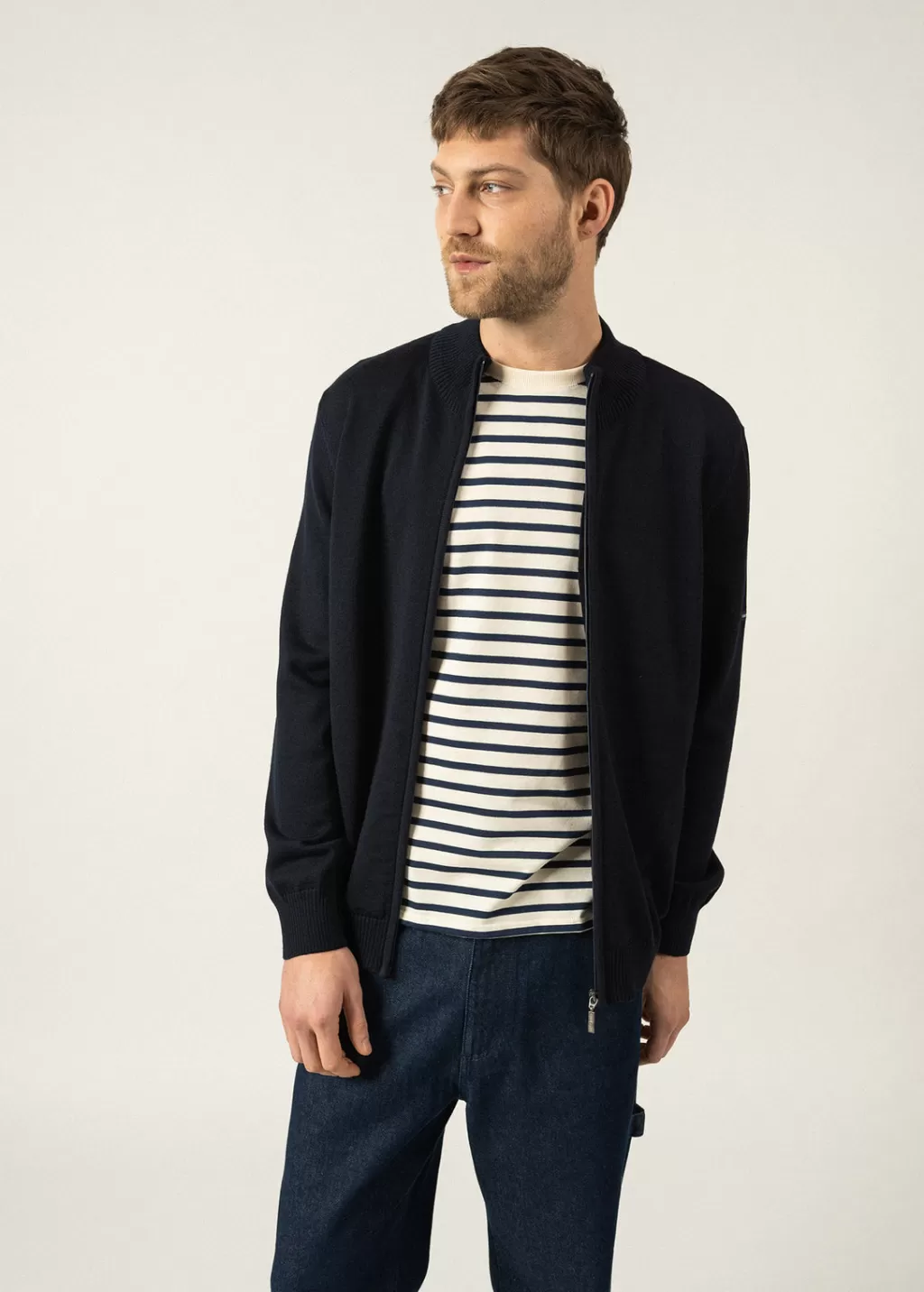 colorado_zipped_cardigan_5.webp Fashion Saint James Colorado zipped cardigan Vegetal/navy
