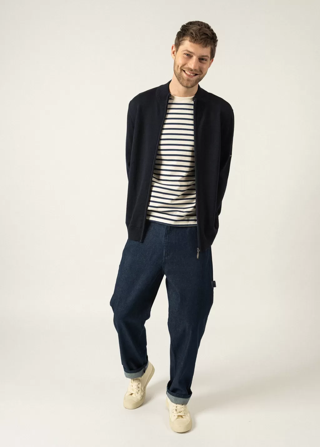 colorado_zipped_cardigan_7.webp Fashion Saint James Colorado zipped cardigan Vegetal/navy