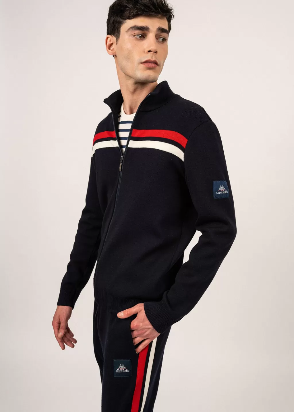 conqurants_zipped_wool_jacket_2.webp Hot Saint James Conquérants zipped wool jacket Navy/ecume/tulipe