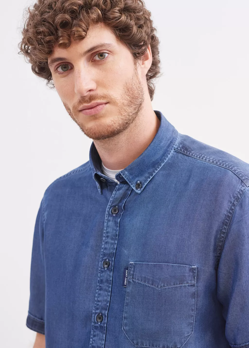 frederic_short_sleeve_shirt_2.webp Discount Saint James Frederic short sleeve shirt Chambray