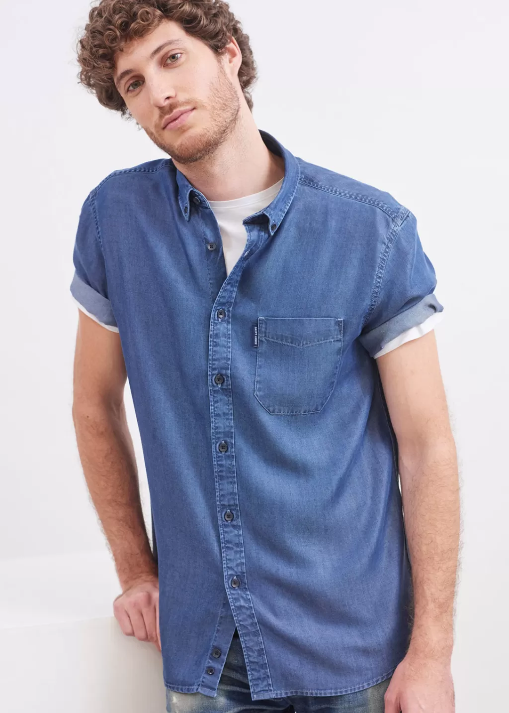 frederic_short_sleeve_shirt_3.webp Discount Saint James Frederic short sleeve shirt Chambray
