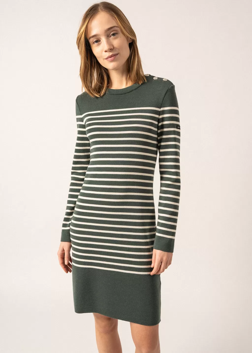 grande_mare_striped_jumper_dress_2.webp New Saint James Grande Marée striped jumper dress Vegetal/ecume