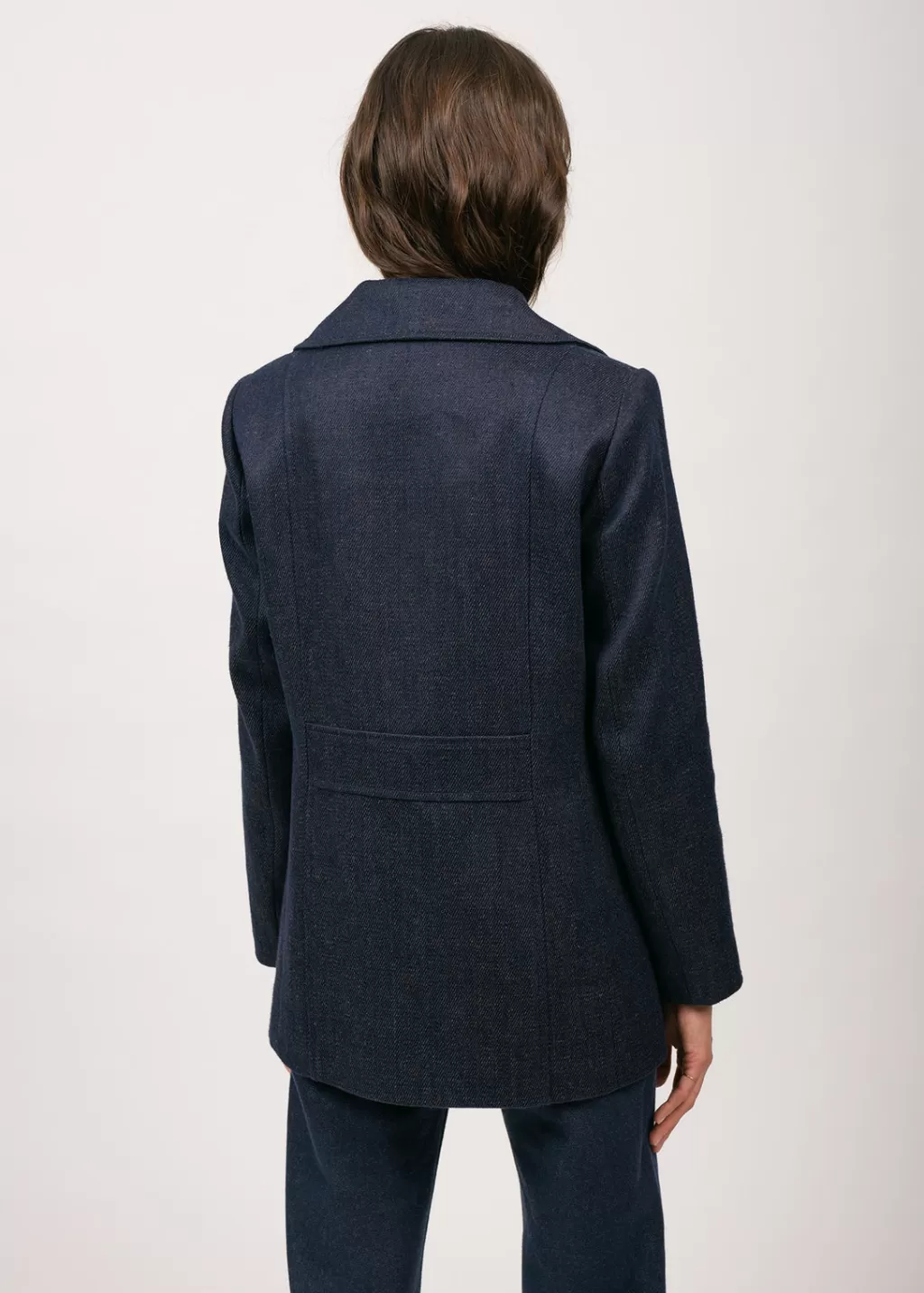 Best Saint James Héritage peacoat for women in Merino wool Indigo/chanvre