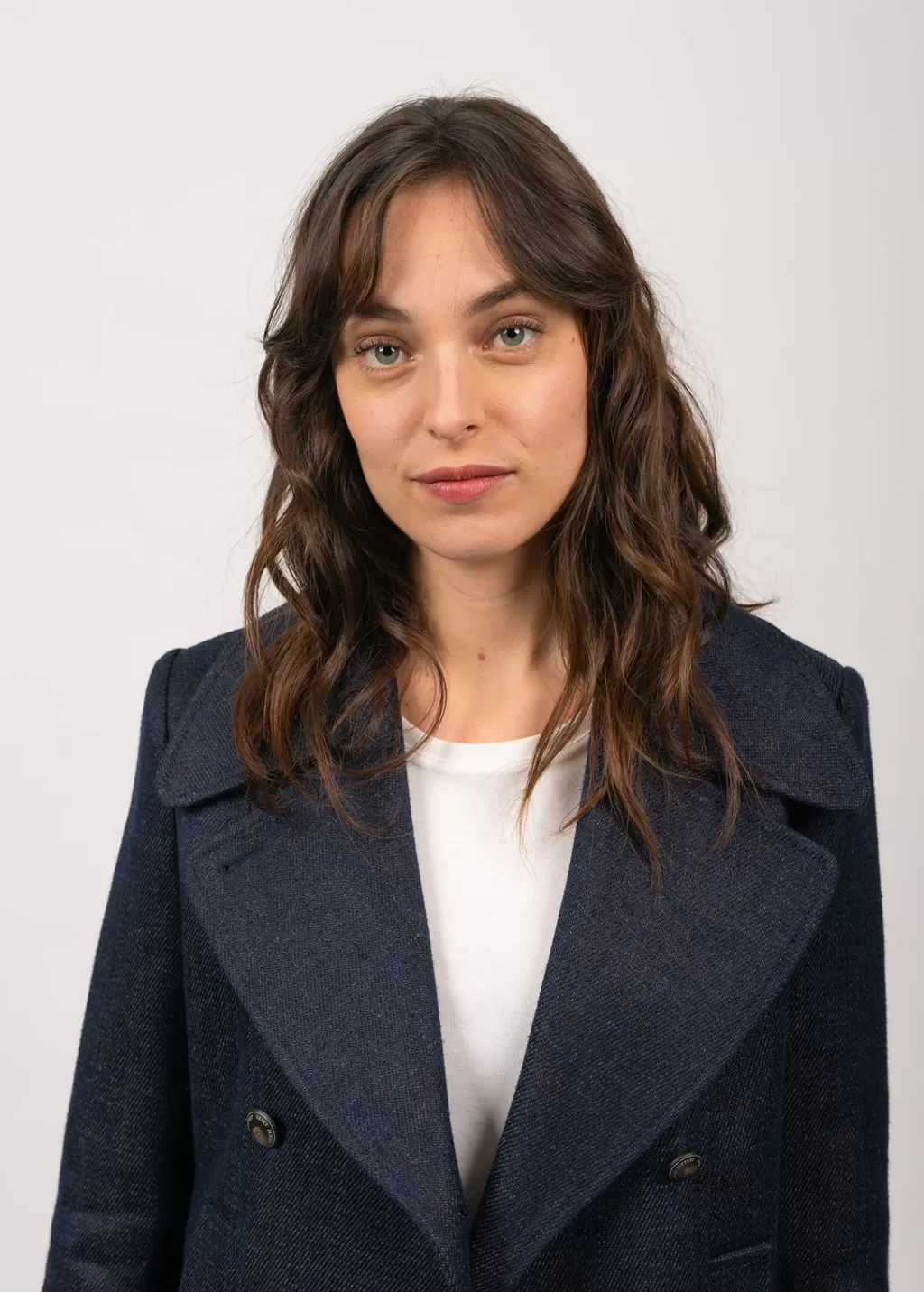 Best Saint James Héritage peacoat for women in Merino wool Indigo/chanvre