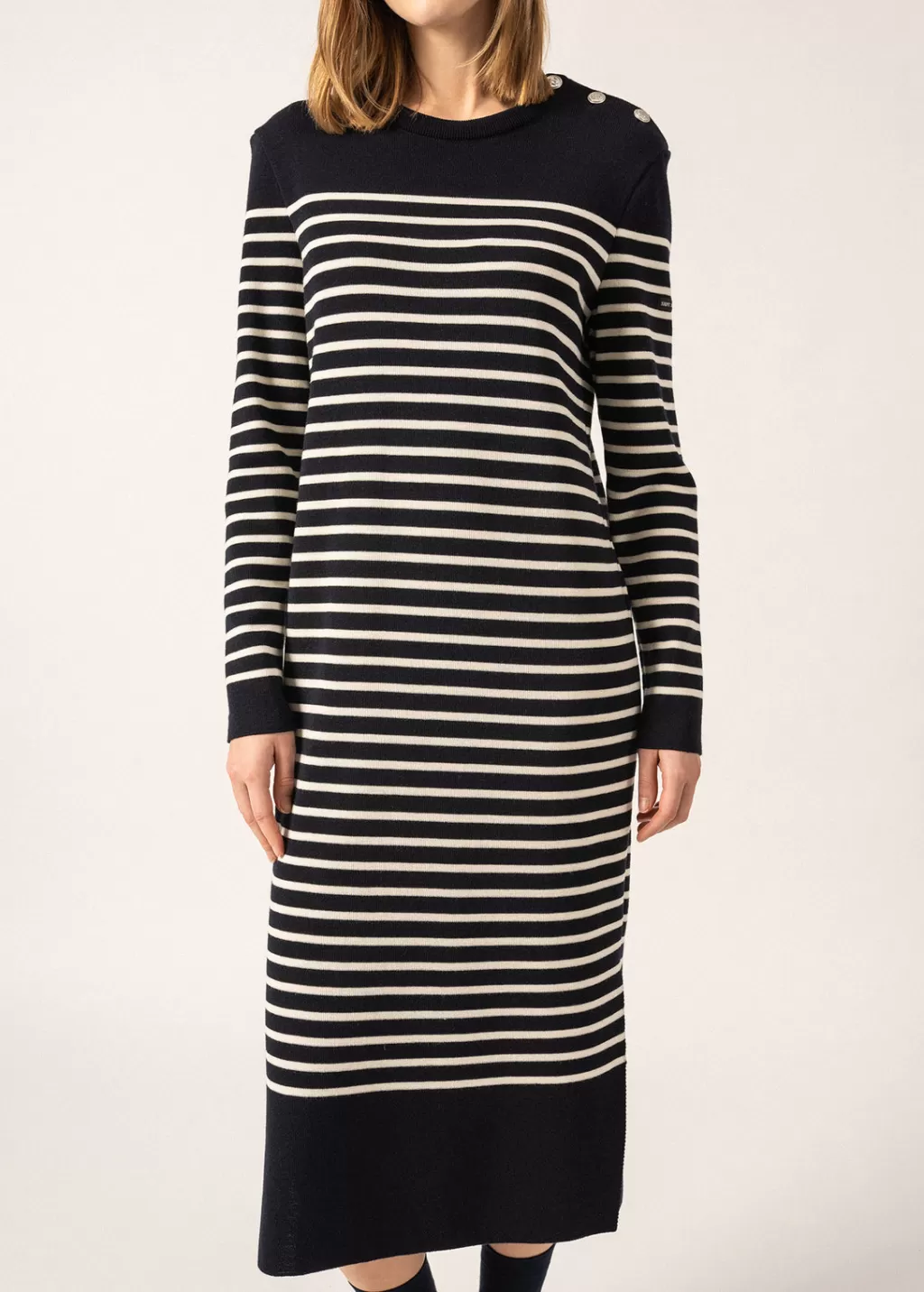 mare_long_knitted_dress_2-1.webp New Saint James Marée Long Knitted Dress Navy/ecume