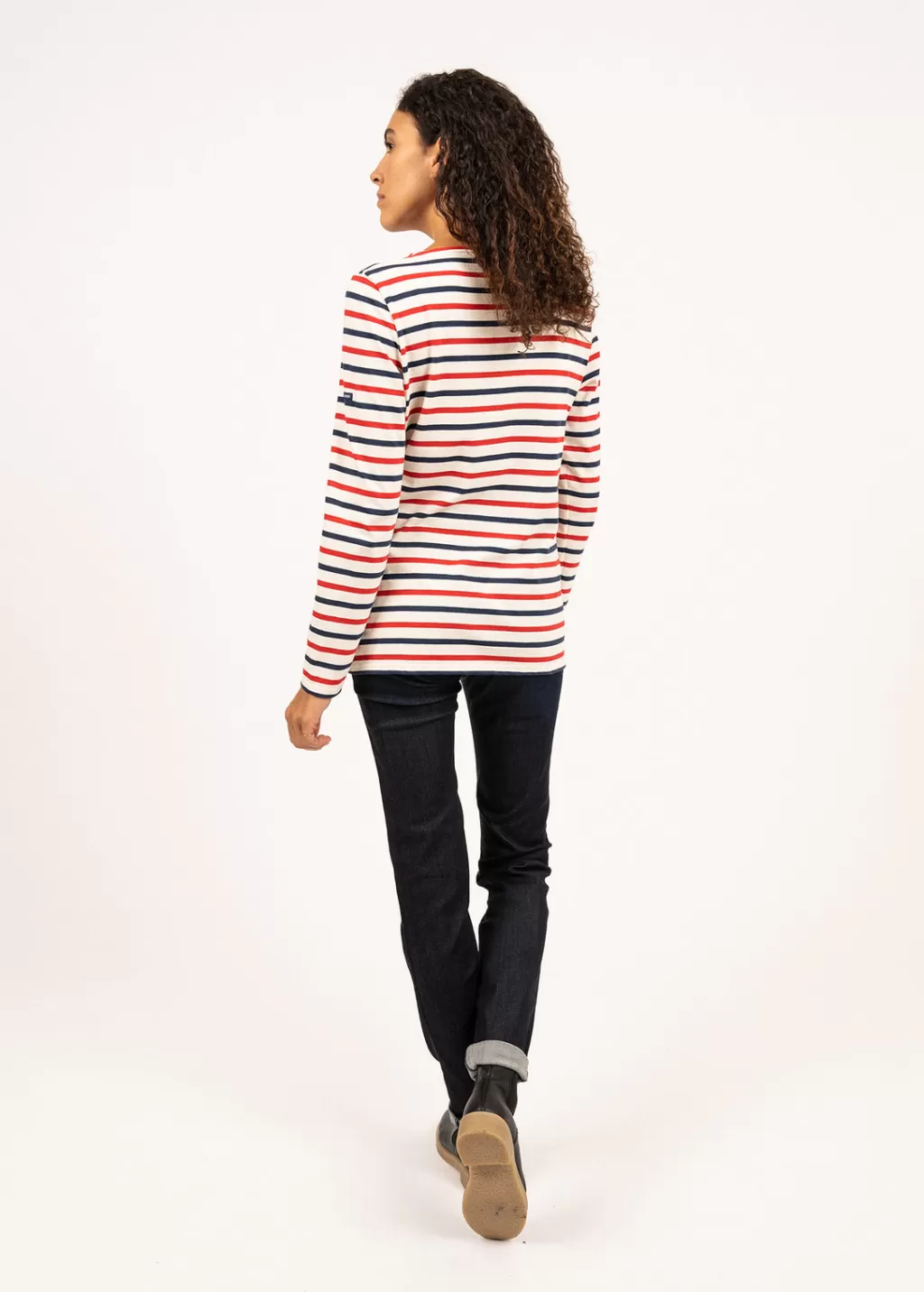 minquidame_tricolour_striped_sailor_shirt_2.webp Hot Saint James Minquidame tricolour striped sailor shirt Ecru/marine/tulipe