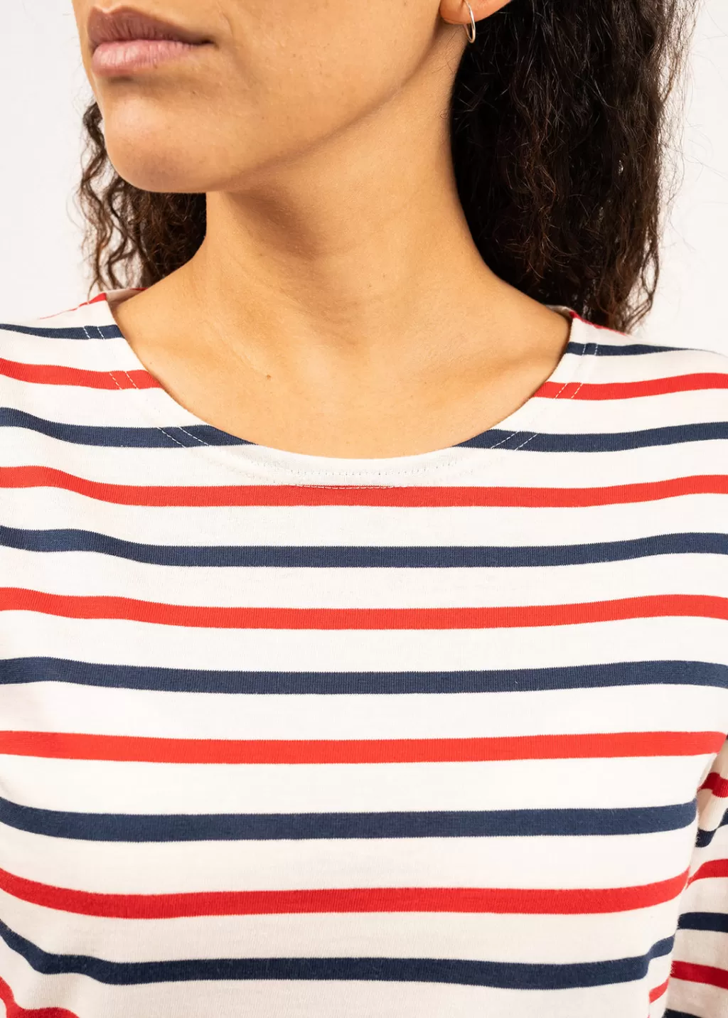 minquidame_tricolour_striped_sailor_shirt_4.webp Hot Saint James Minquidame tricolour striped sailor shirt Ecru/marine/tulipe