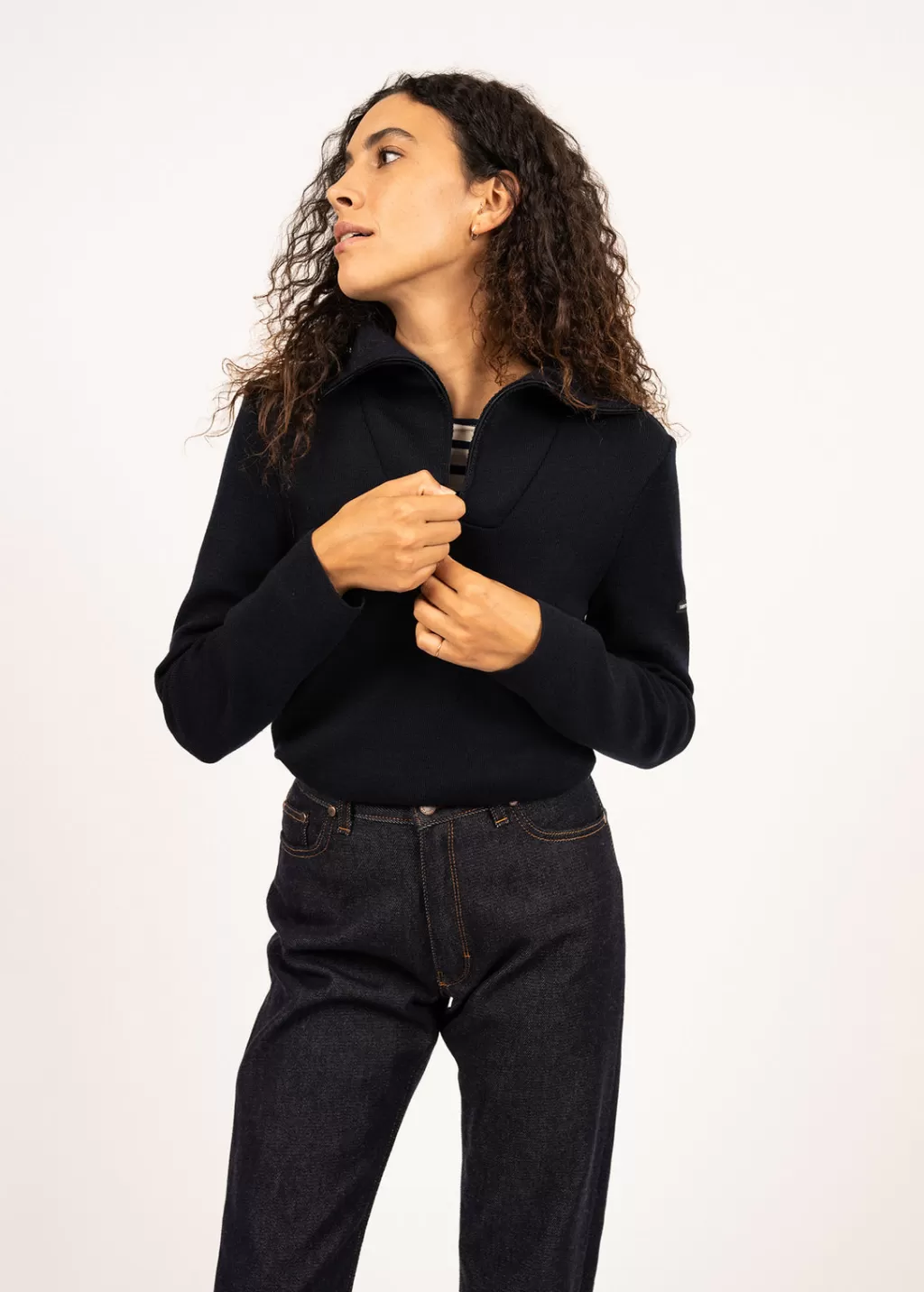 passerelle_trucker_jumper_3.webp Flash Sale Saint James Passerelle trucker jumper Navy