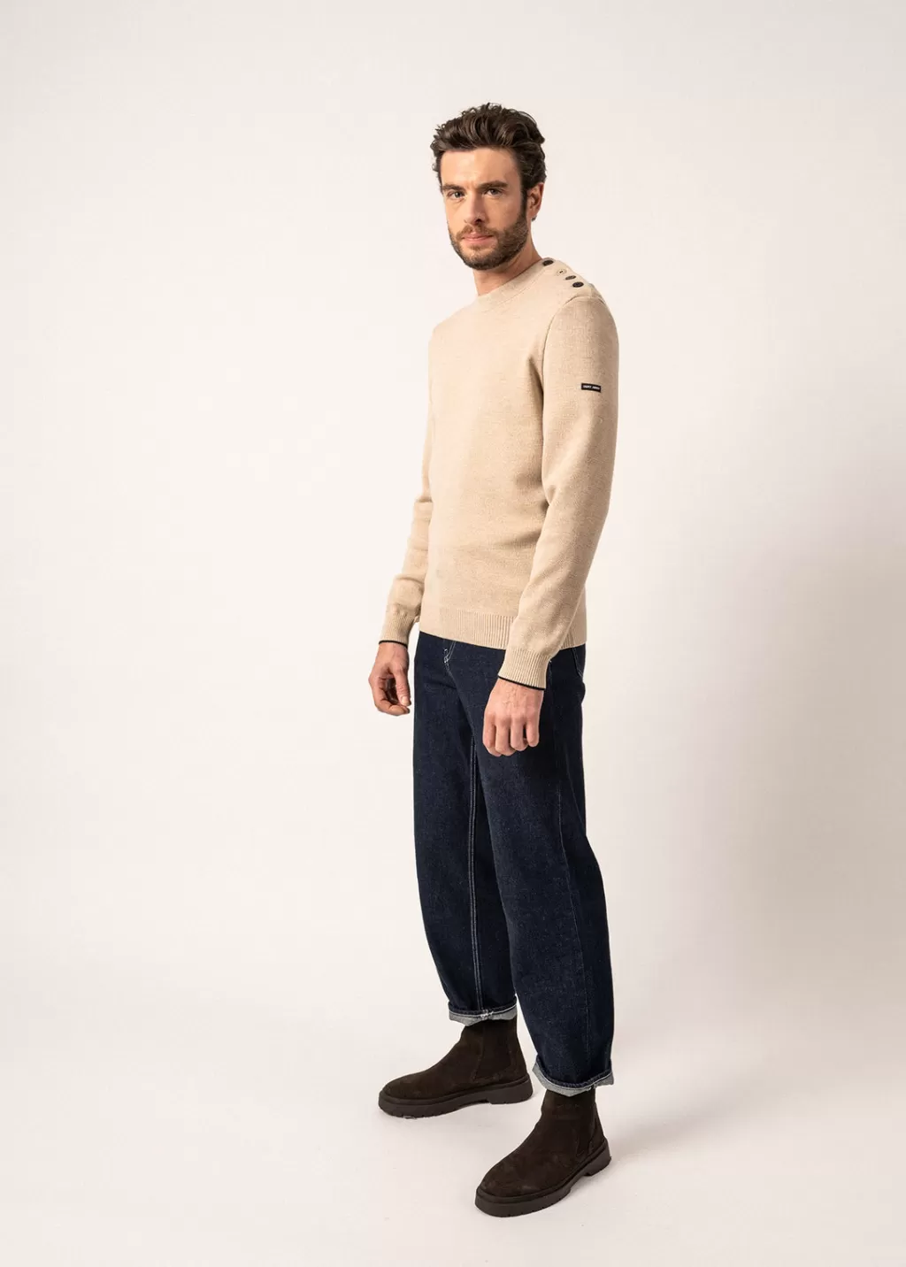 rives_sailor_jumper_in_wool_2.webp Outlet Saint James Rives sailor jumper in wool Beige/navy