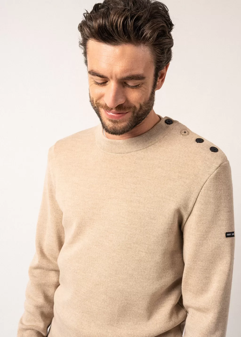 rives_sailor_jumper_in_wool_3.webp Outlet Saint James Rives sailor jumper in wool Beige/navy