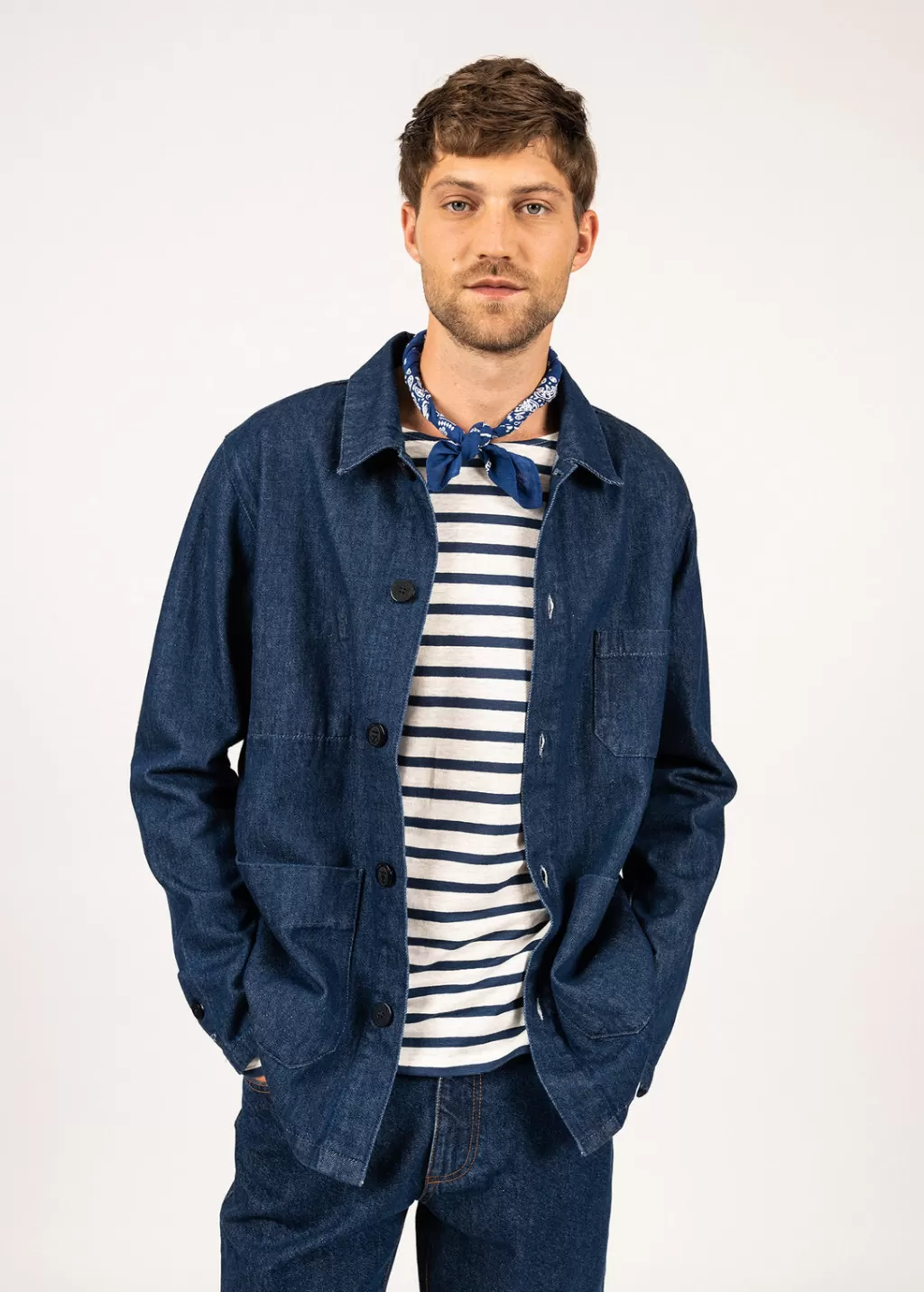 sirocco_fishermans_jacket_2.webp Outlet Saint James Sirocco fisherman's jacket Denim