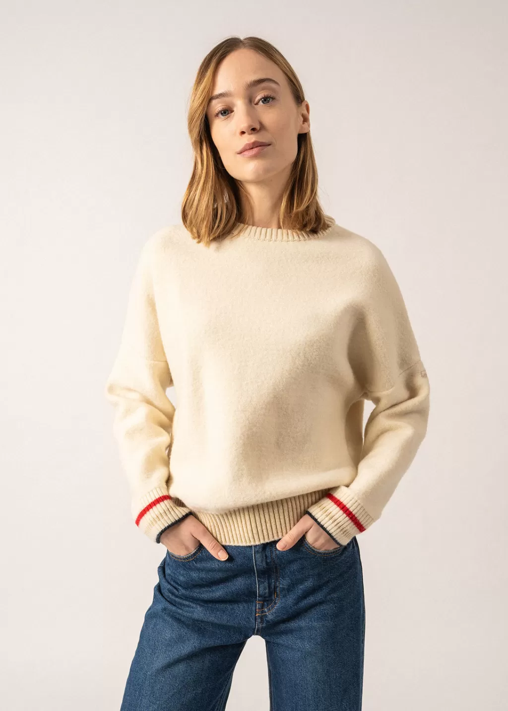 slune_sweatshirtinspired_jumper_2.webp Outlet Saint James Sélune Sweatshirt-inspired Jumper Ecru