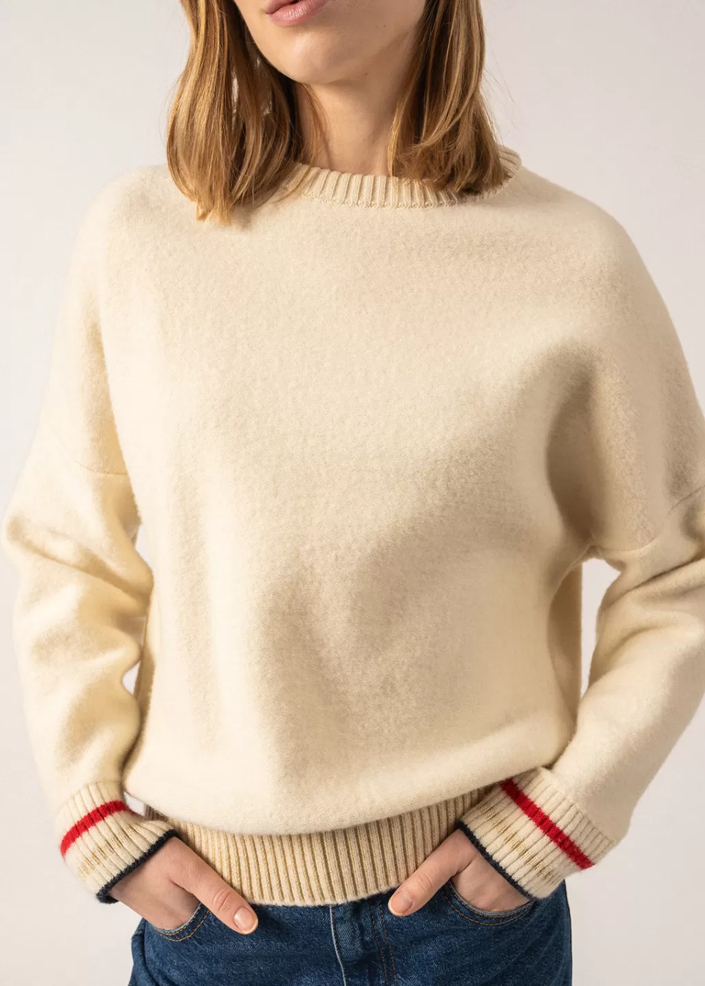 slune_sweatshirtinspired_jumper_3.webp Outlet Saint James Sélune Sweatshirt-inspired Jumper Ecru