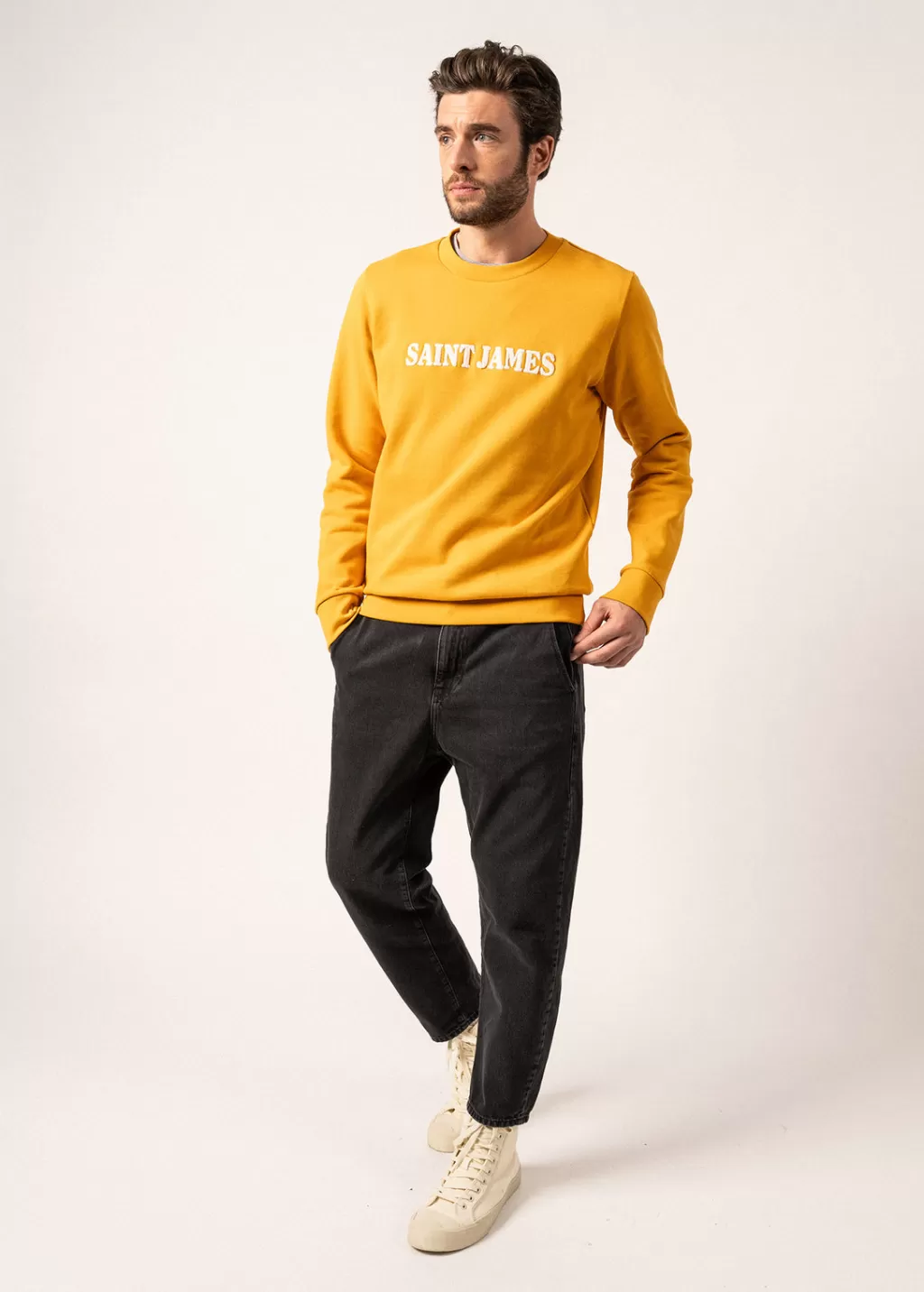 solal_sweatshirt_2-2.webp Online Saint James Solal sweatshirt Ambre/ecume