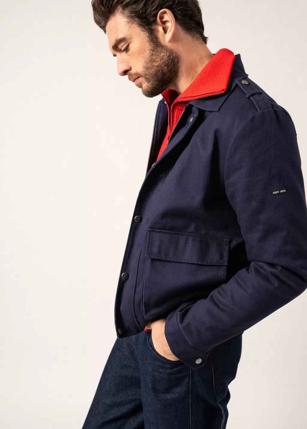 st_richard_cotton_jacket_2.webp Online Saint James St Richard Cotton Jacket Amiral