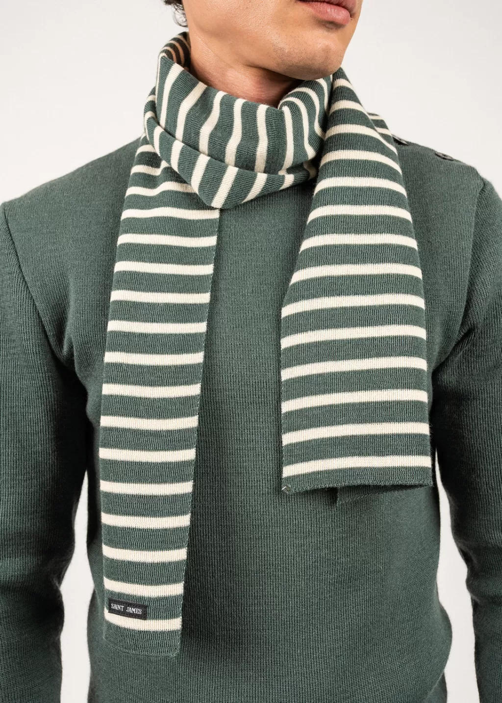 striped_scarf_2.webp Online Saint James Striped scarf Vegetal/ecru
